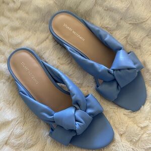 Stuart Weitzman Blue Bow Slide Sandals